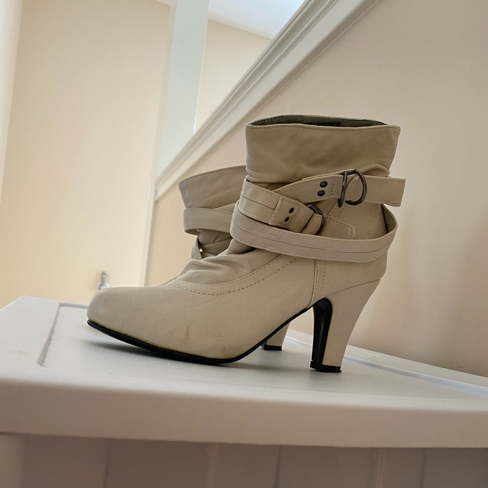 Cream heeled booties